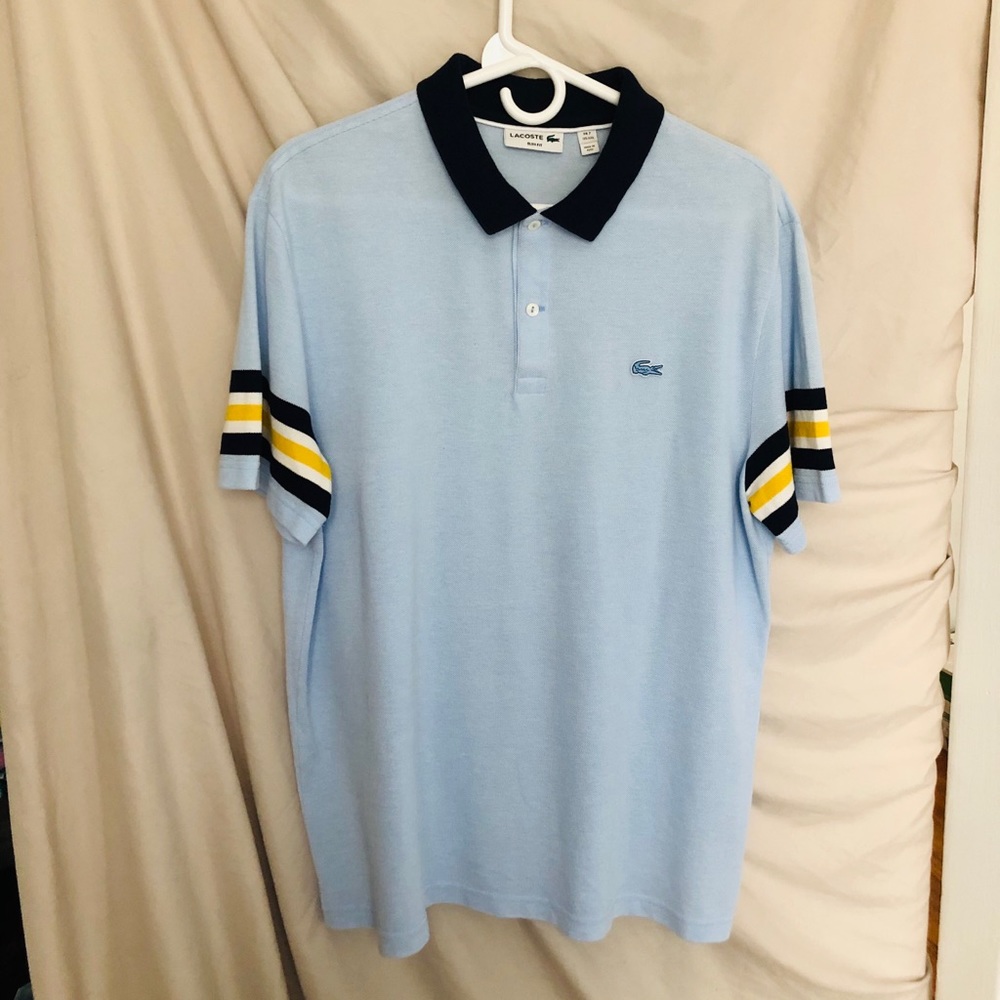 Lacoste Men’s Polo Size 7/XXL Sky Blue w/ Yellow